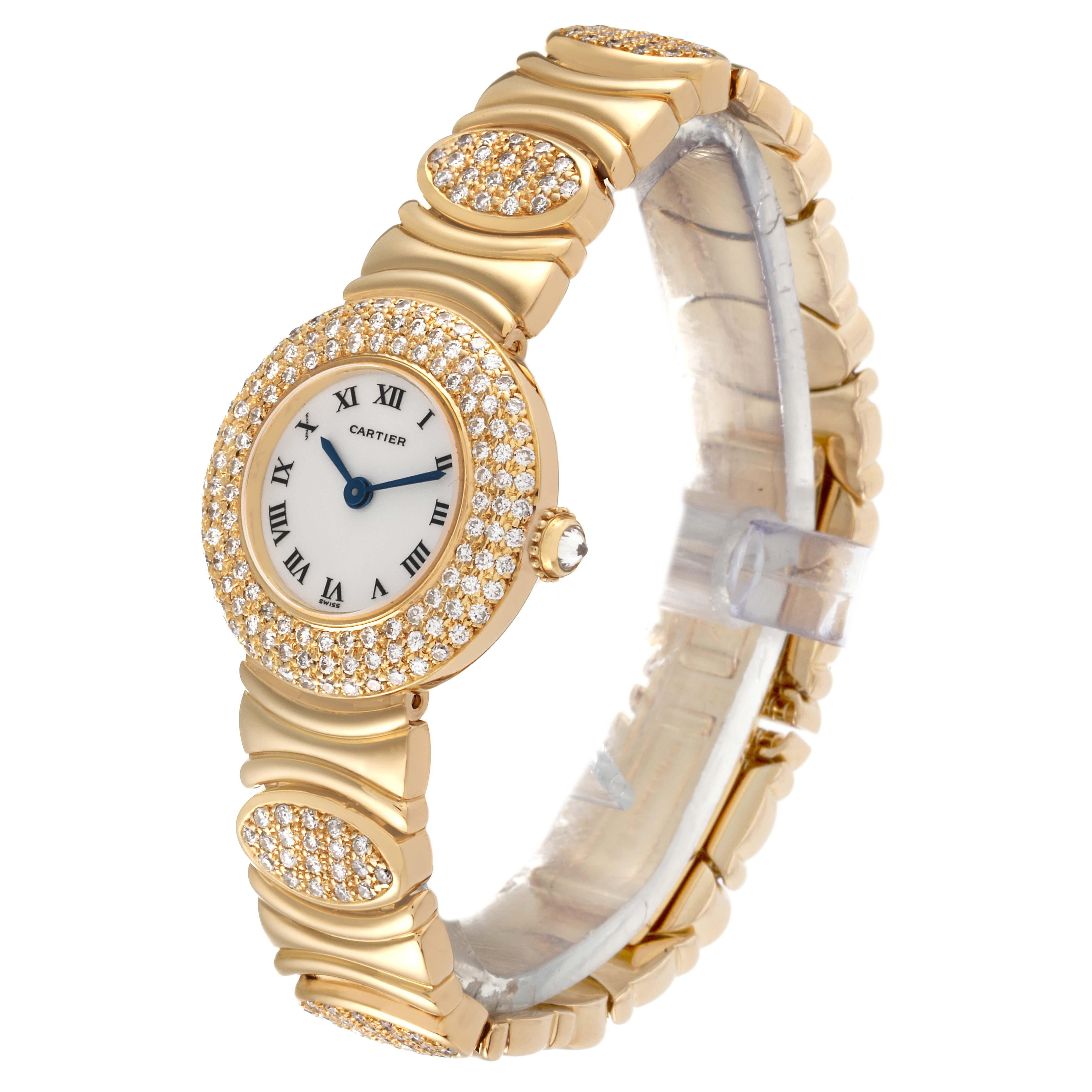 Cartier Colisee Clasque d'Or Yellow Gold Silver Dial Diamond Ladies Watch In Excellent Condition In Atlanta, GA