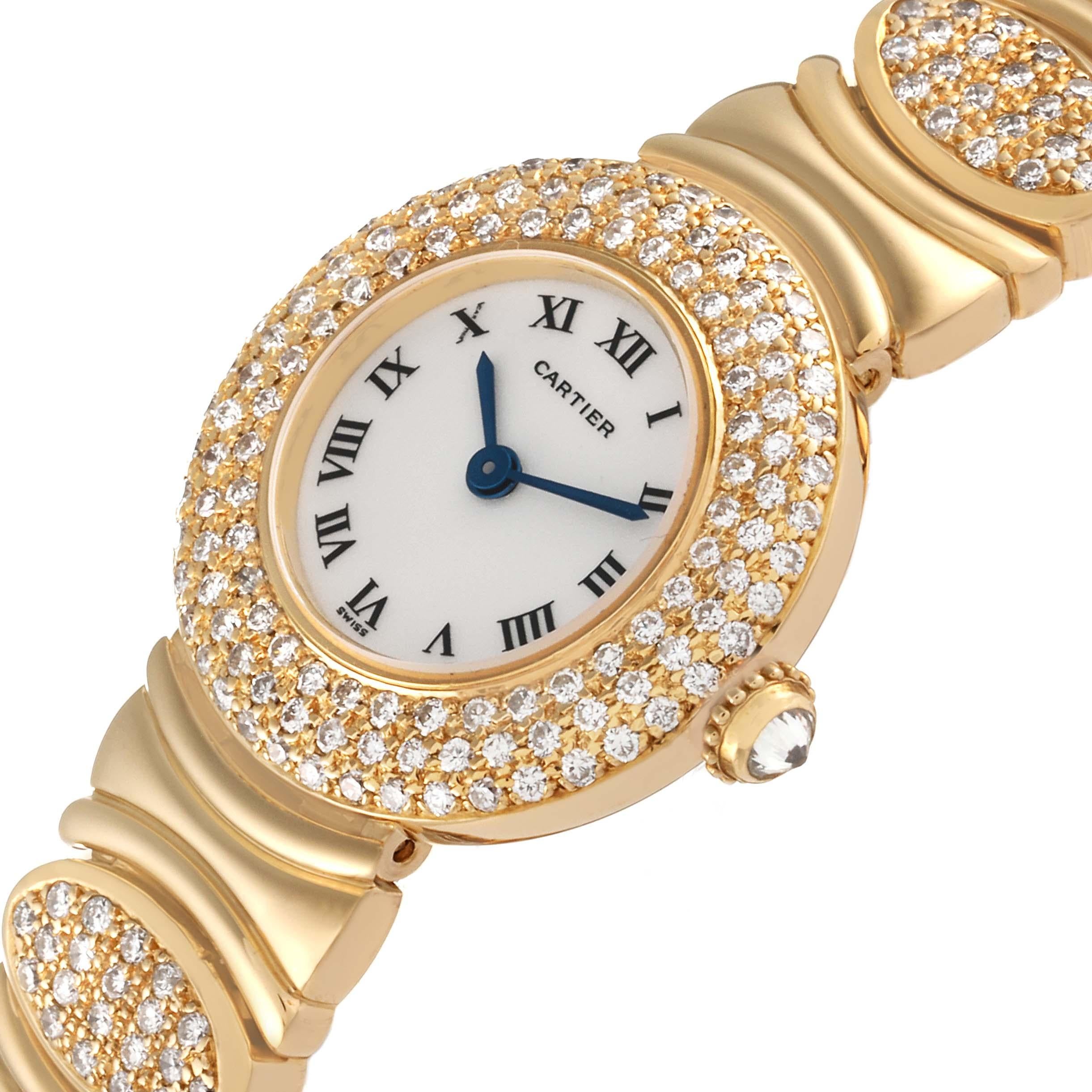 Women's Cartier Colisee Clasque d'Or Yellow Gold Silver Dial Diamond Ladies Watch
