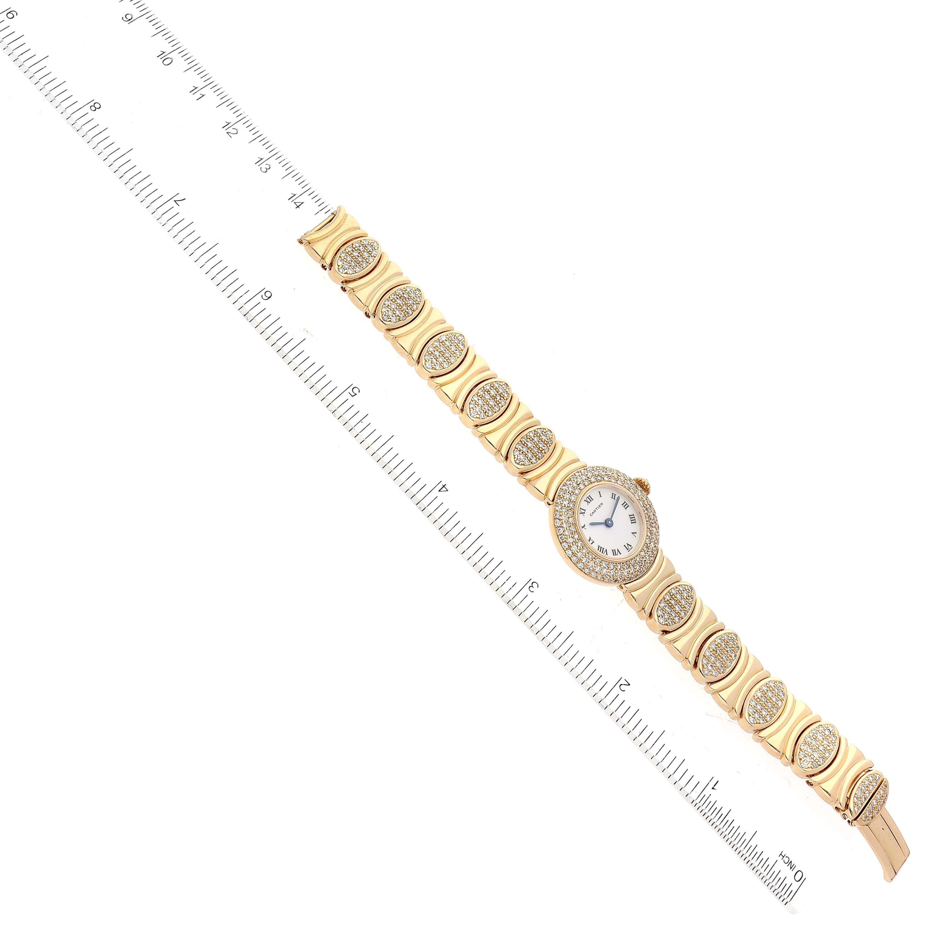 Cartier Colisee Clasque d'Or Yellow Gold Silver Dial Diamond Ladies Watch 3
