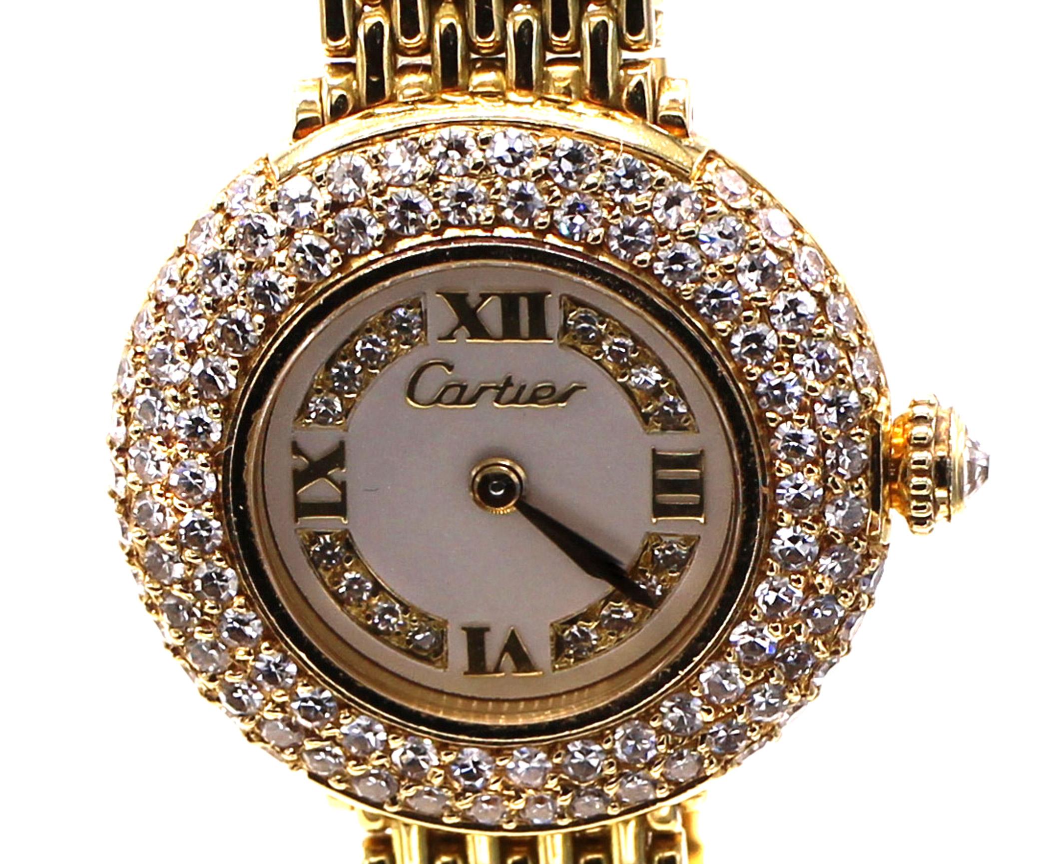 Cartier Colisee Diamant 18 Karat Gelbgold Armbanduhr (Rundschliff)