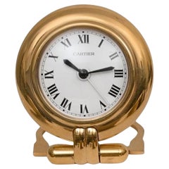 Vintage Cartier Colisée Gold Plated Stainless Steel Desk Clock