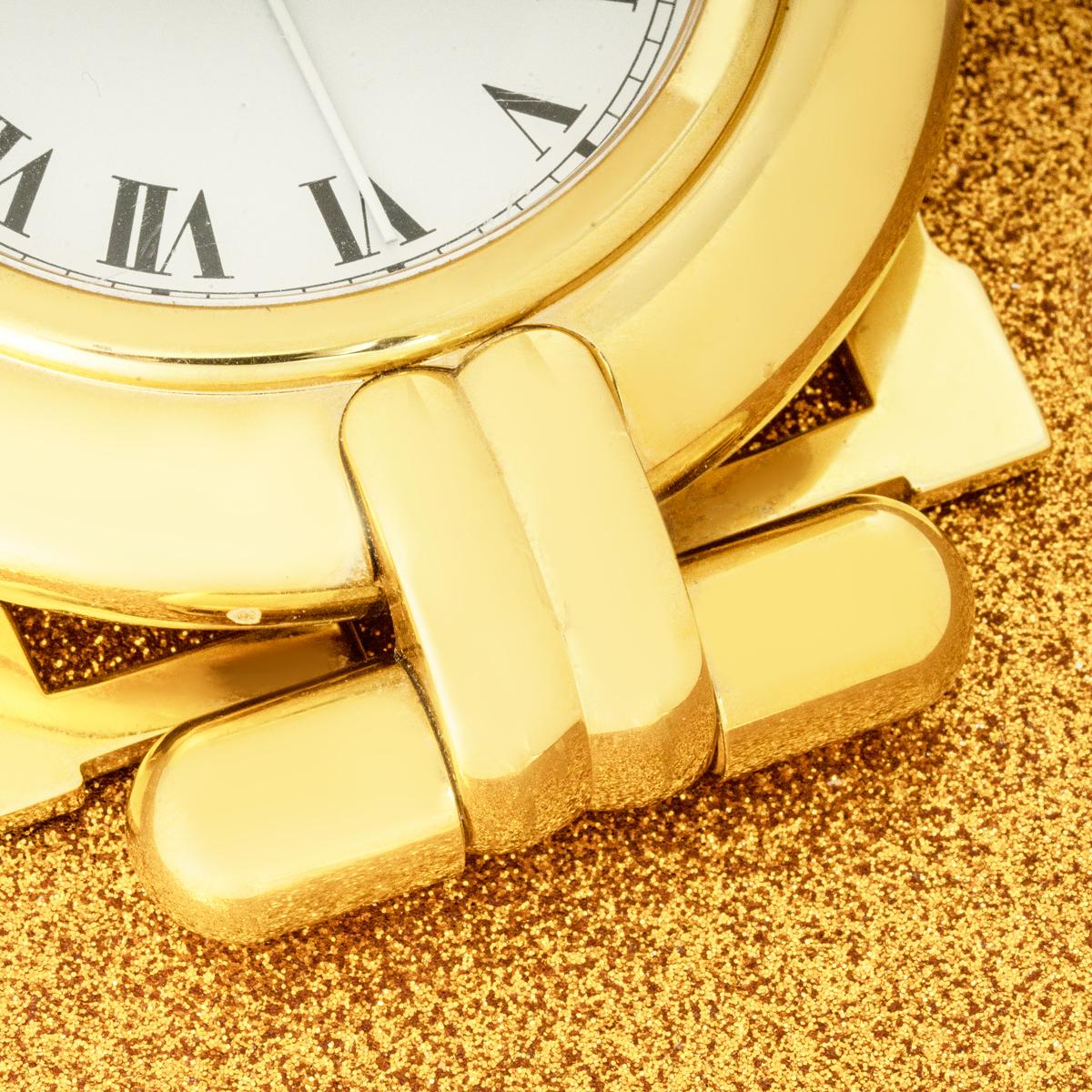 Cartier Colisee Gold Plated White Dial Quartz Desk Alarm Clock en Bueno estado para la venta en Mayfair, London, London