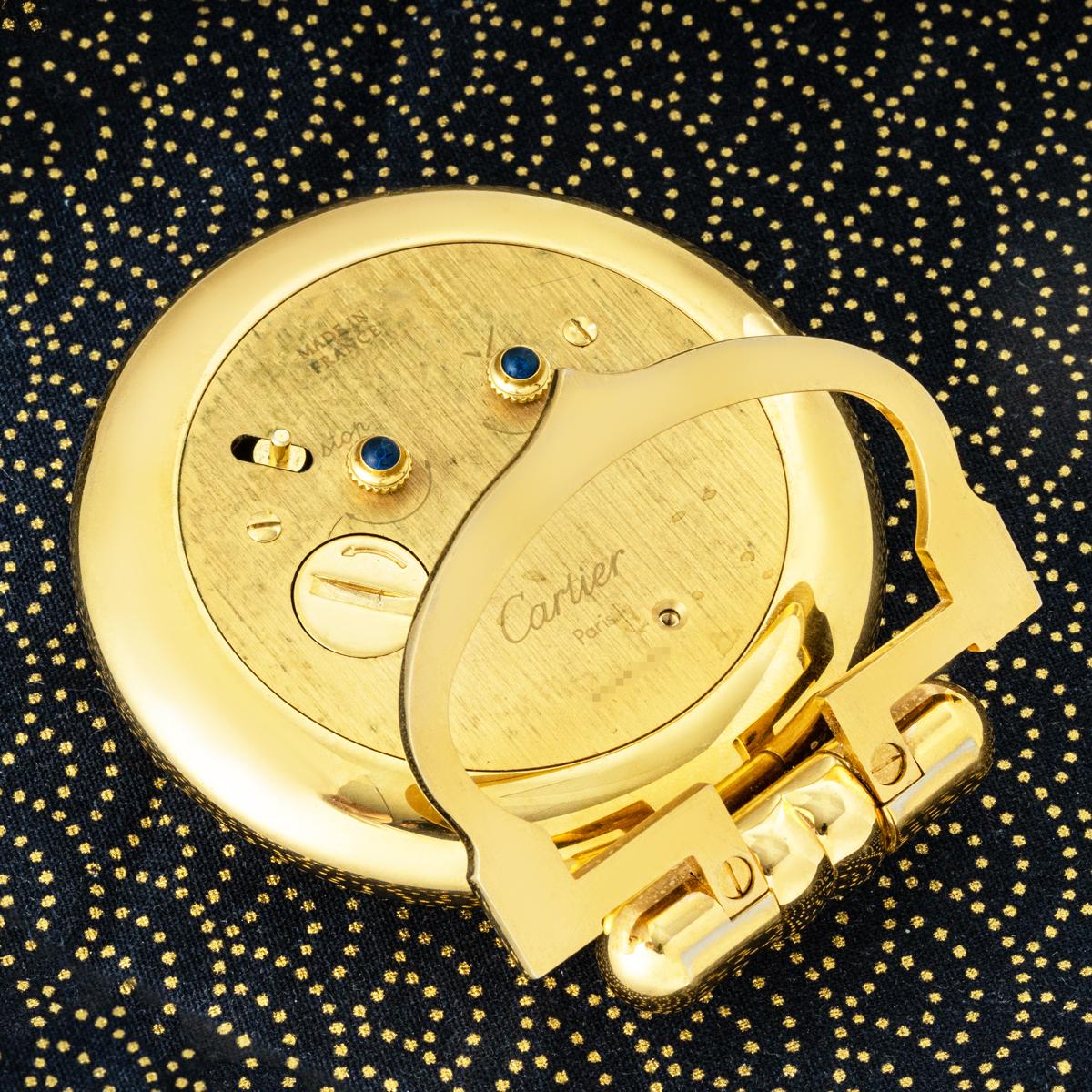Cartier Colisee Gold Plated White Dial Quartz Desk Alarm Clock en venta 1