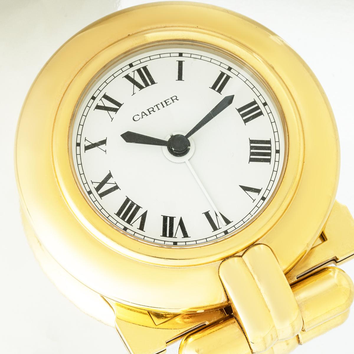 Cartier Colisee Gold Plated White Dial Quartz Desk Alarm Clock en venta 4