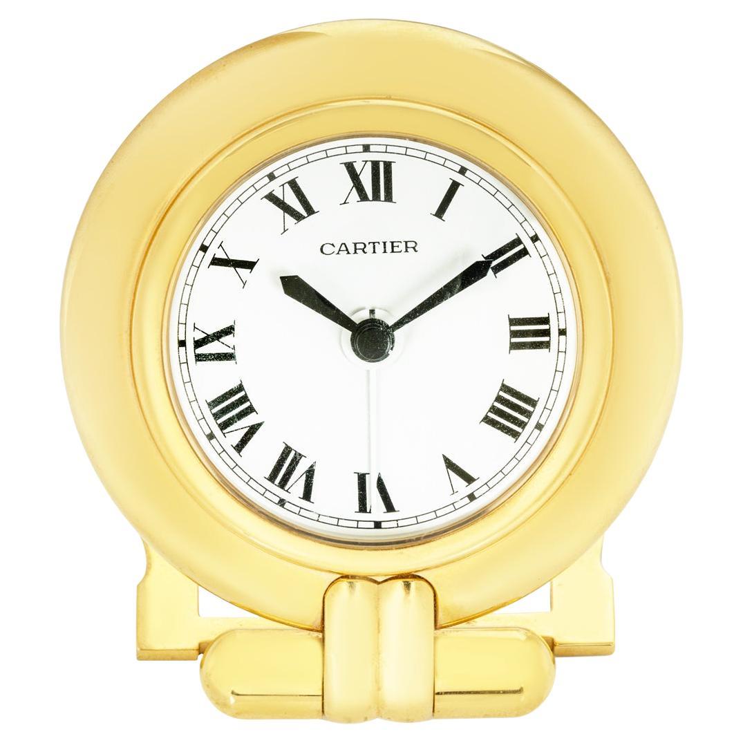 Cartier Colisee Gold Plated White Dial Quartz Desk Alarm Clock