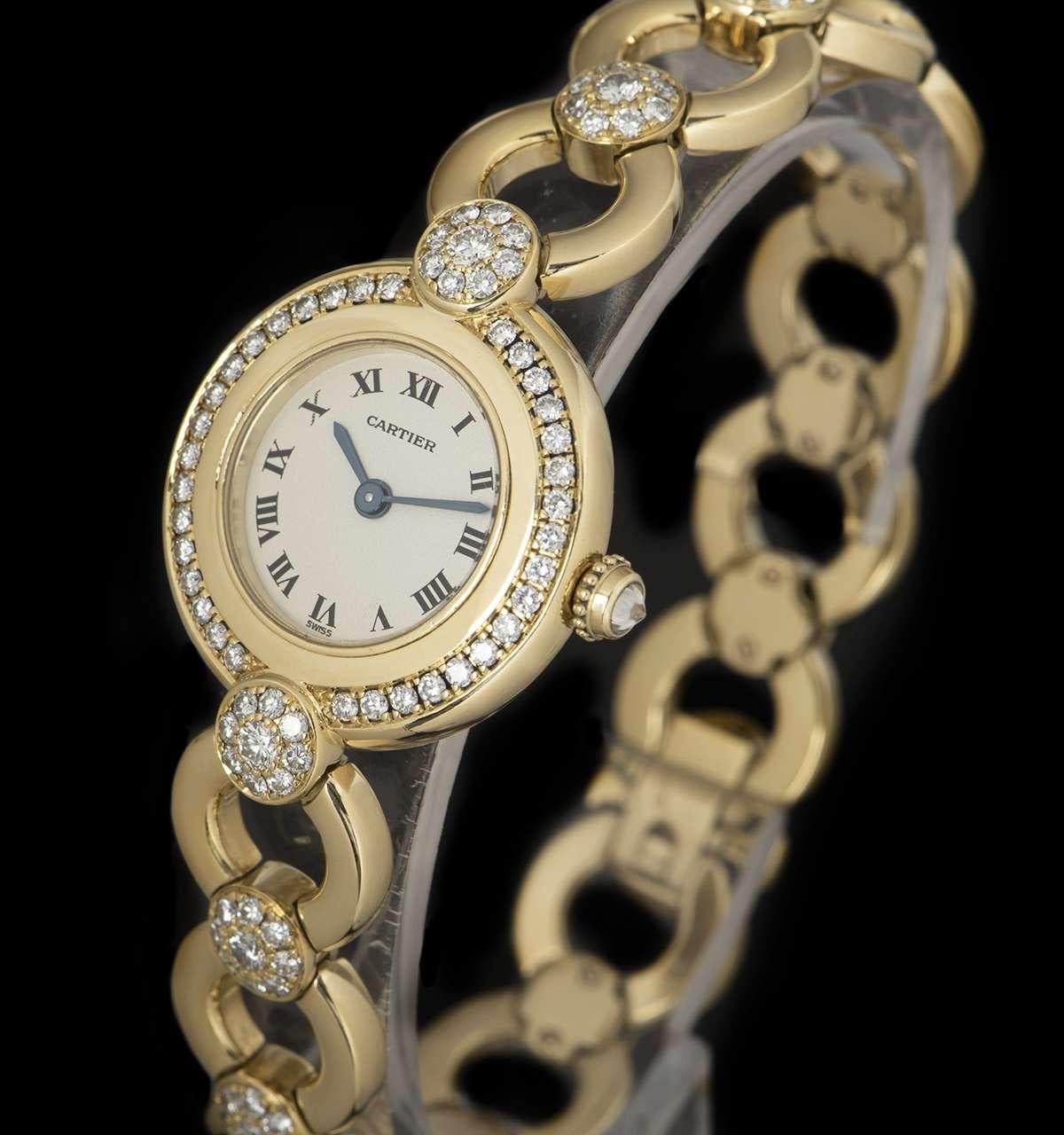 An 18k Yellow Gold Colisee Ladies Wristwatch, silver dial with roman numerals and a secret signature at 