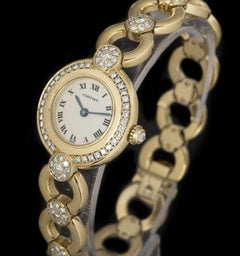 Cartier Colisee Ladies 18 Karat Yellow Gold Silver Dial Diamond Set Watch