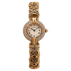 Vintage Cartier Colisée Ladies Watch with Diamond Bezel in Yellow Gold