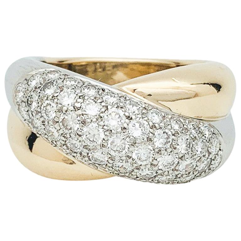 Cartier "Colisée" Ring, Yellow Gold and Platinum Set with Diamonds