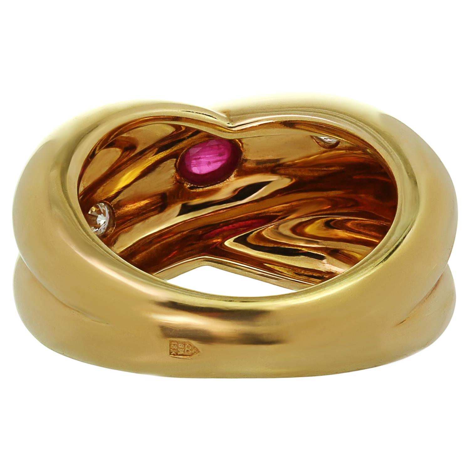 CARTIER Colisee Ruby Diamond 18k Yellow Gold Ring Size 50 3