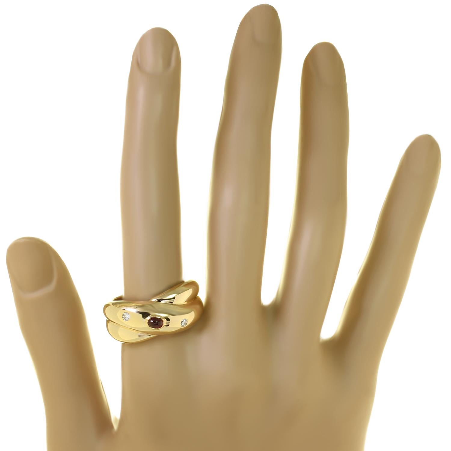 CARTIER Colisee Rubin-Diamant-Ring aus 18 Karat Gelbgold Größe 57 (Brillantschliff) im Angebot
