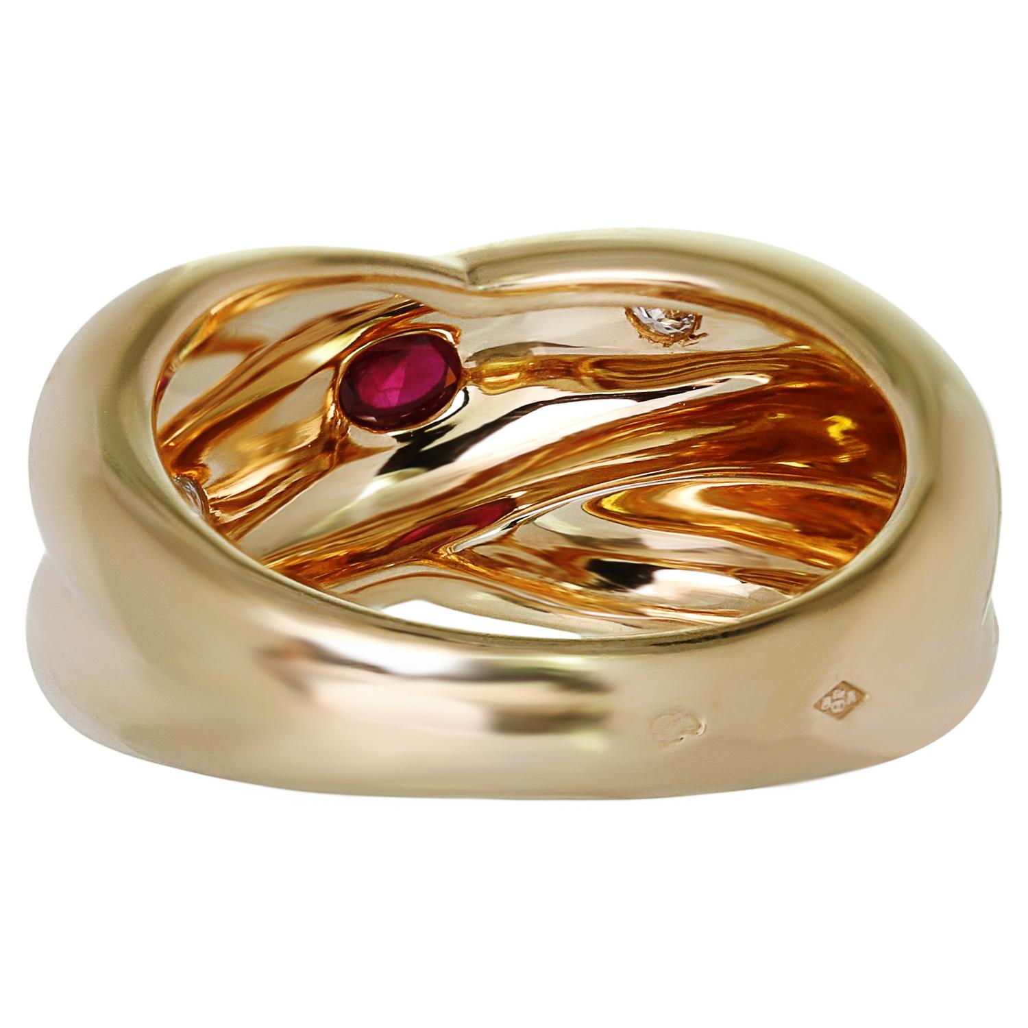 Women's CARTIER Colisee Ruby Diamond 18k Yellow Gold Ring Size 57 For Sale