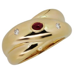 CARTIER Colisee Ruby Diamond 18k Yellow Gold Ring Size 57