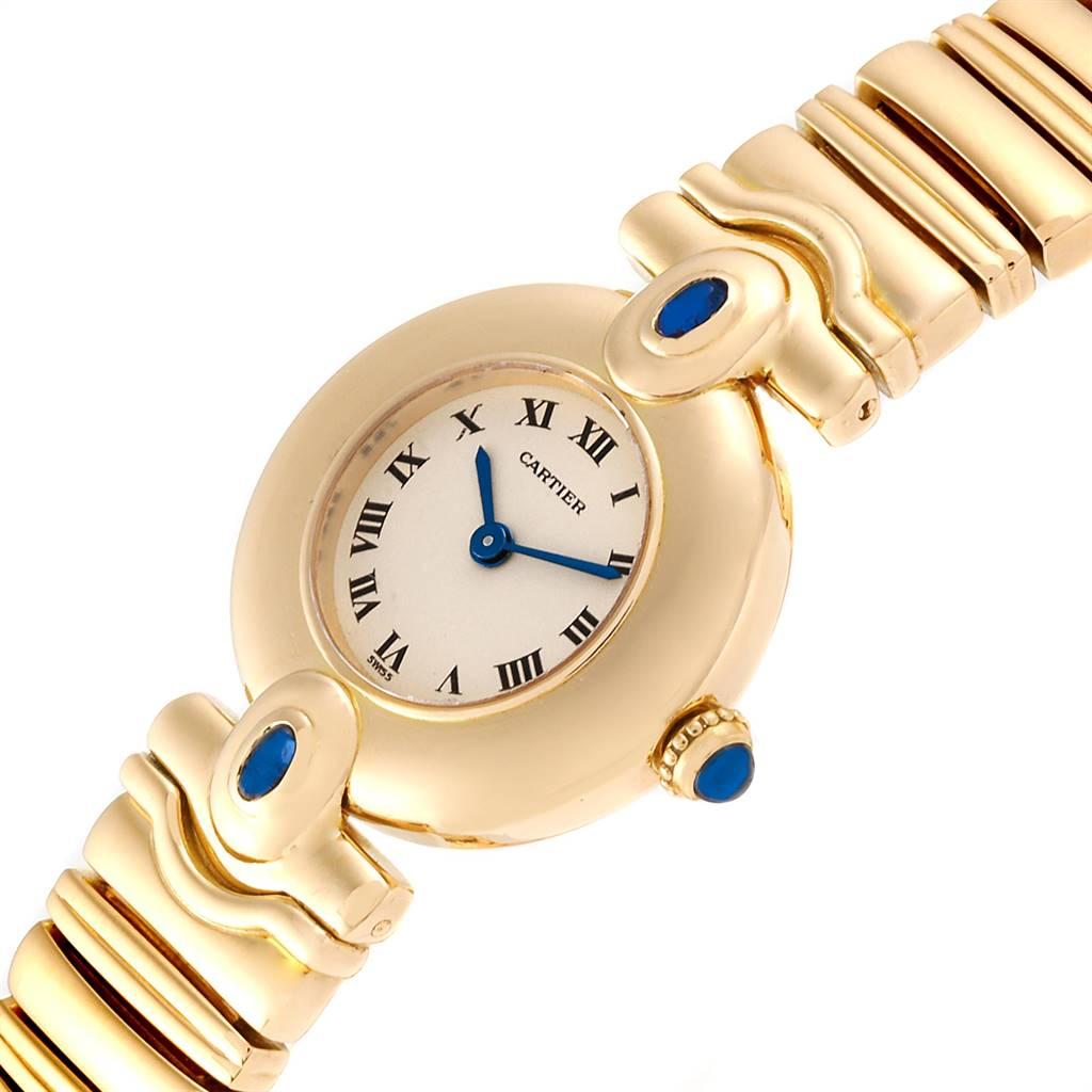 Cartier Colisee VLC 18 Karat Yellow Gold Sapphires Ladies Watch In Excellent Condition In Atlanta, GA