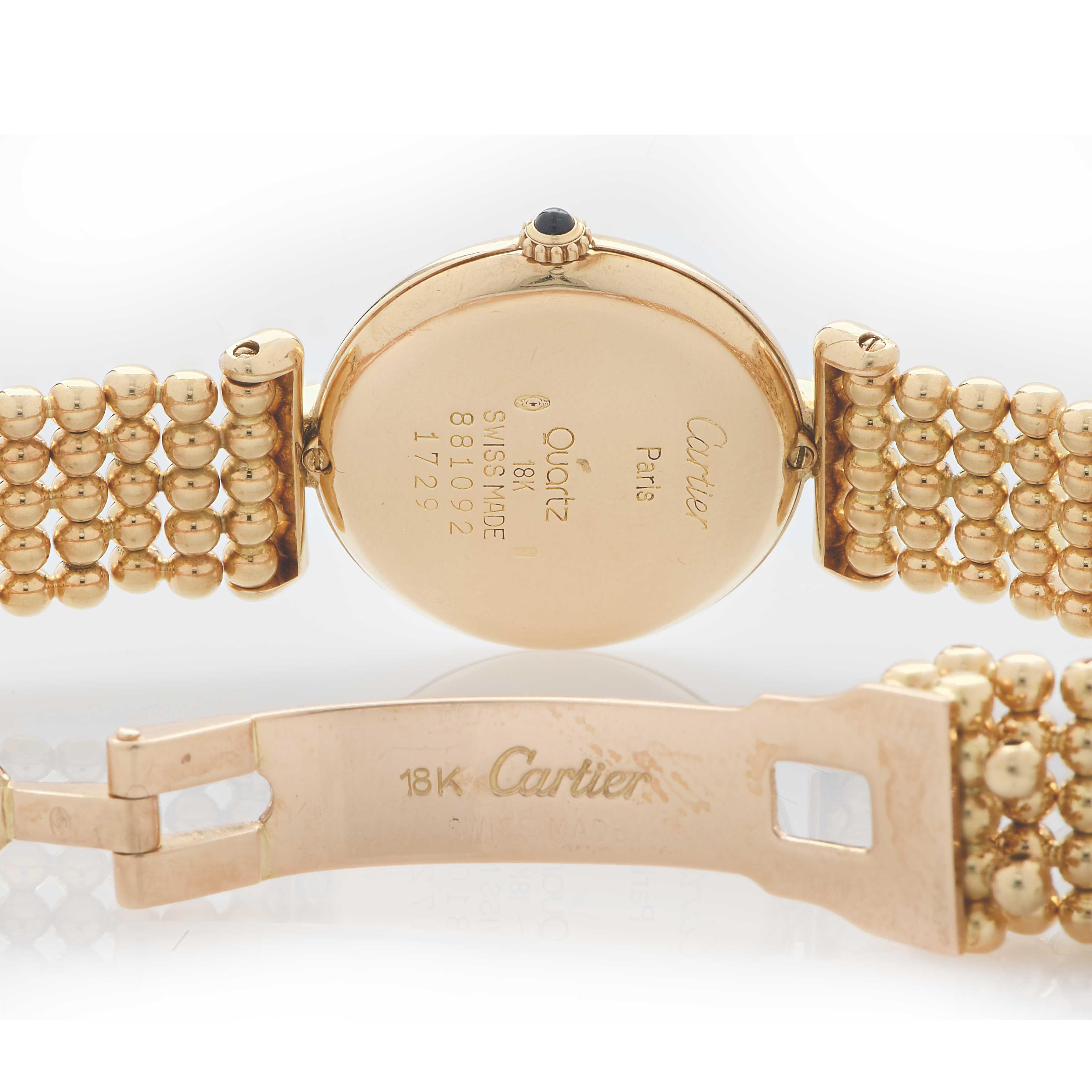 Round Cut Cartier Colisee Watch with Diamonds 18 Karat Yellow Gold