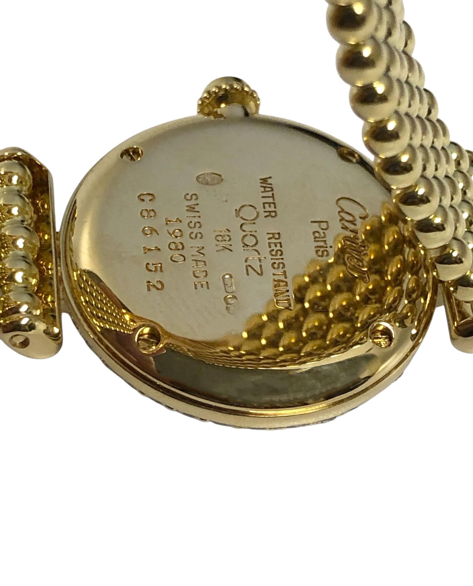 Cartier Colisee Damenarmbanduhr aus Gelbgold und Diamanten (Rundschliff) im Angebot