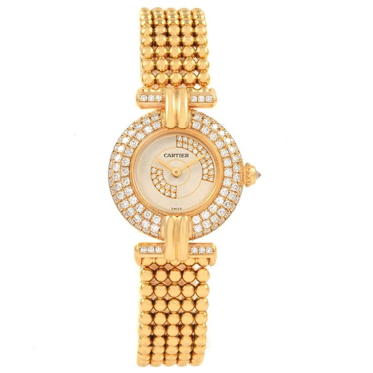 Cartier Colisee Yellow Gold Diamond Limited Edition Ladies Watch 1980 ...