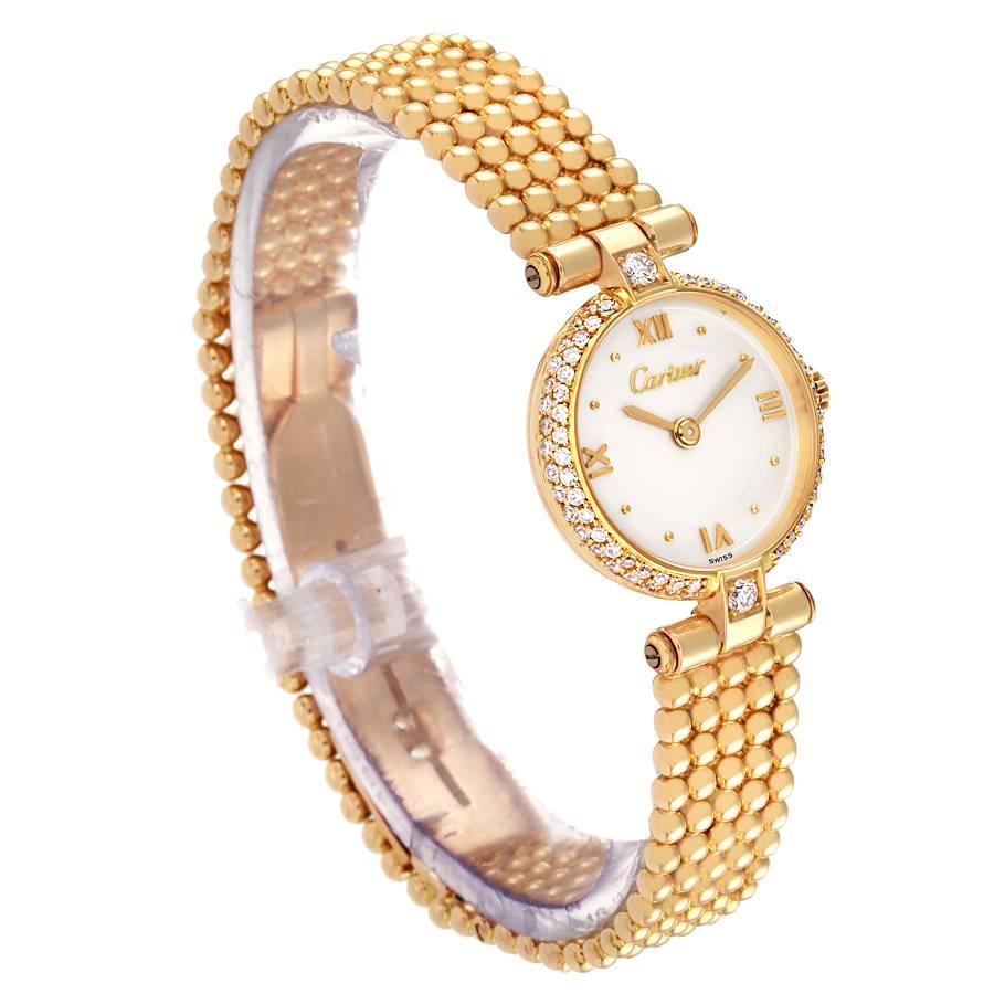 Cartier Colisee Yellow Gold Diamond Silver Dial Ladies Watch 1110 In Excellent Condition In Atlanta, GA