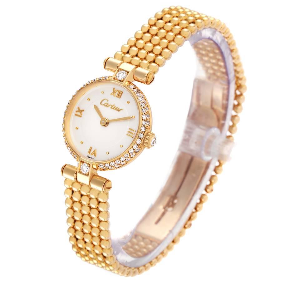 Women's Cartier Colisee Yellow Gold Diamond Silver Dial Ladies Watch 1110