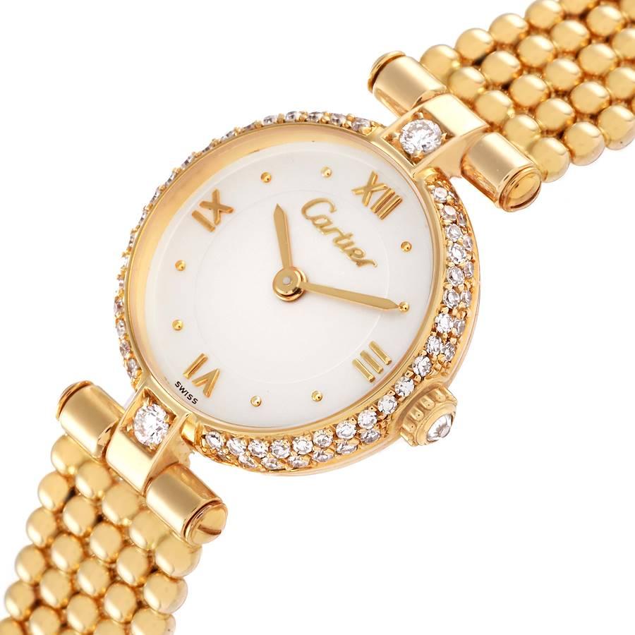 Cartier Colisee Yellow Gold Diamond Silver Dial Ladies Watch 1110 1