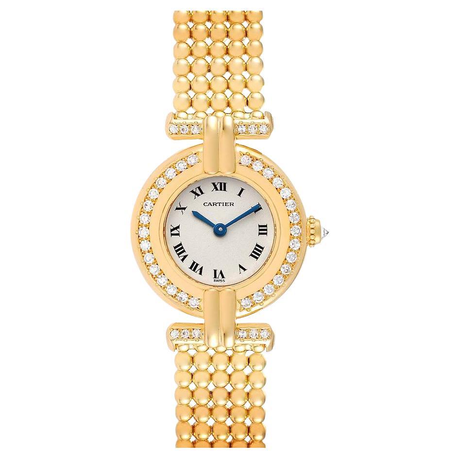 Cartier Colisee Yellow Gold Diamond Silver Dial Ladies Watch 1129 Box Papers