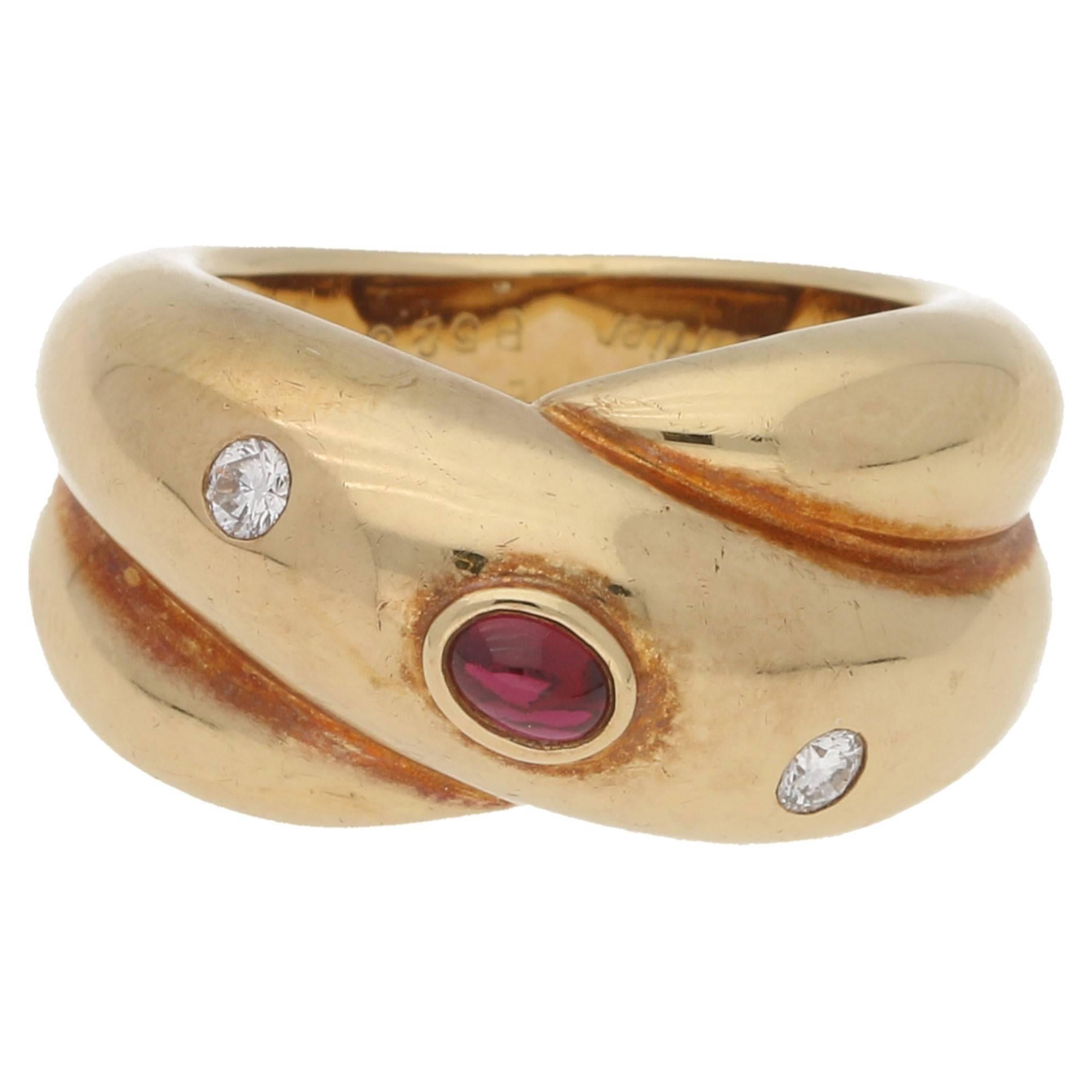 Cartier Colisse Gold Diamond Ruby Ring