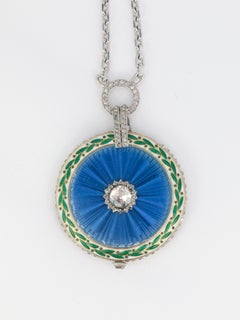 CARTIER, Collar watch - Pendant in gold, diamonds and enamel