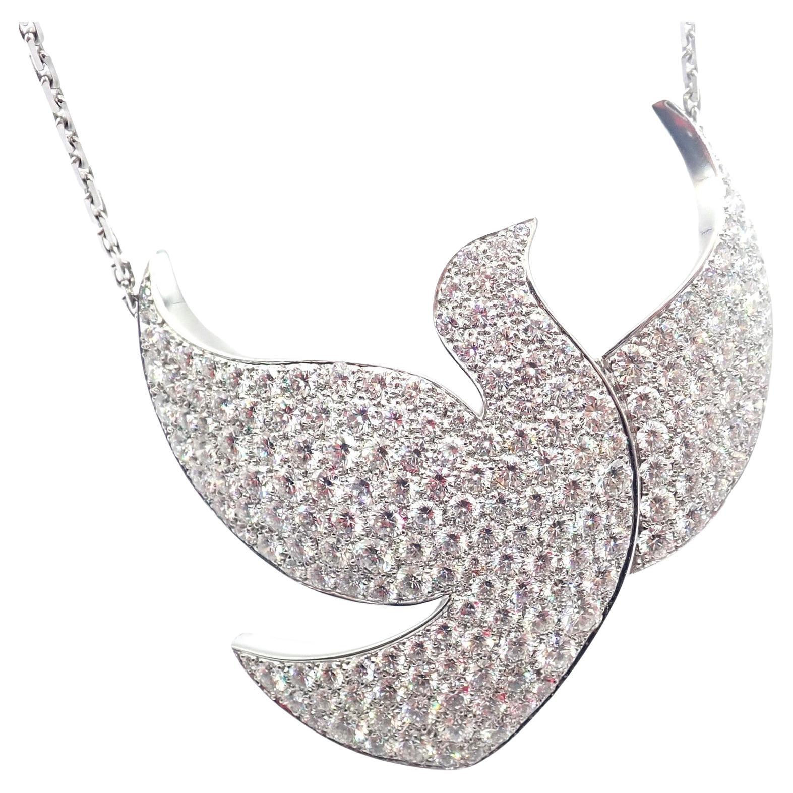 Cartier Colombe de la Paix Dove Of Peace Diamond White Gold Pendant Necklace