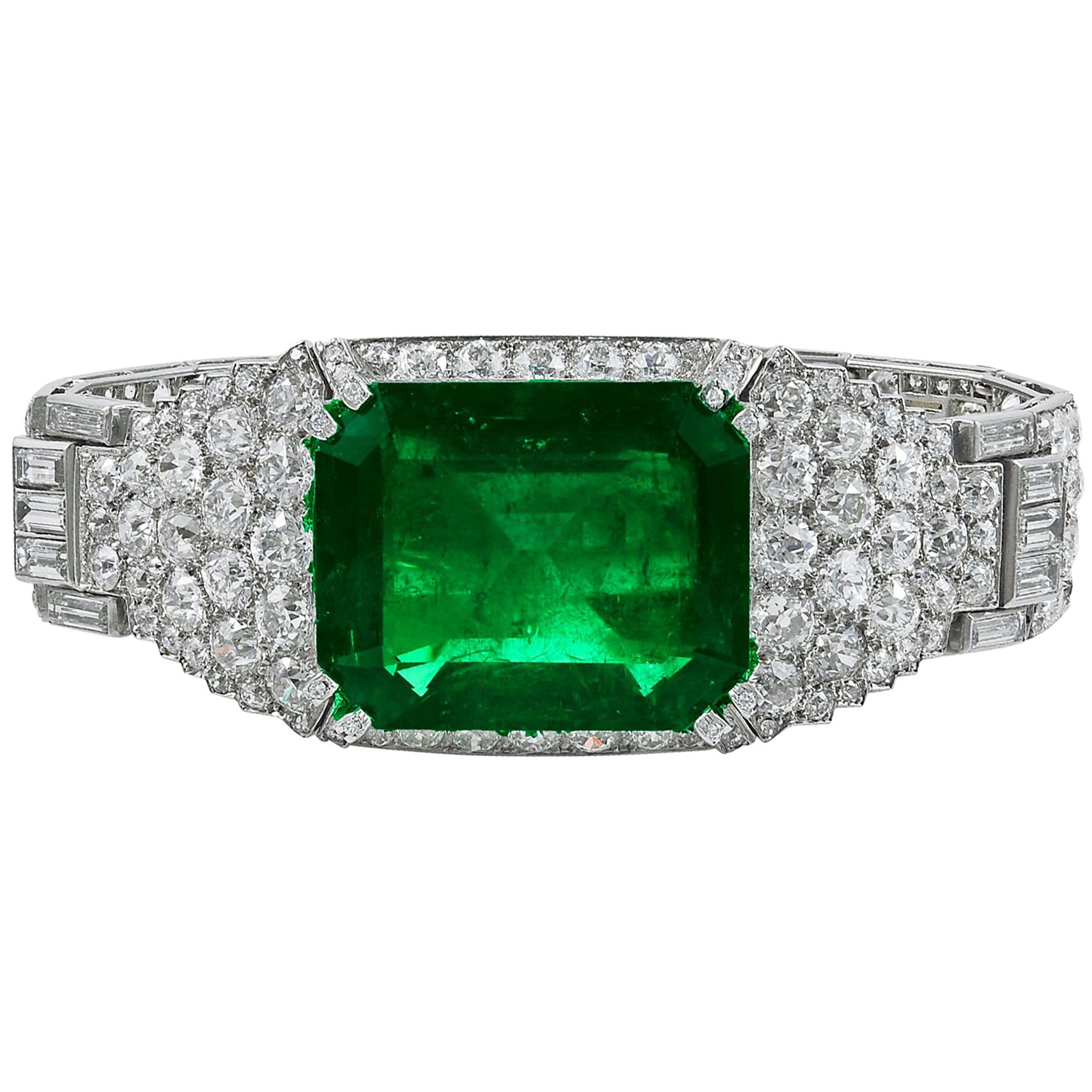 Cartier Colombian Emerald and Diamond Bracelet For Sale