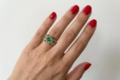 Cartier Colombian Emerald Diamond Ring in 18K Gold, Signed