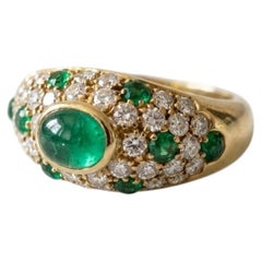 Cartier Colombian Emerald Diamond Ring in 18K Gold, Signed