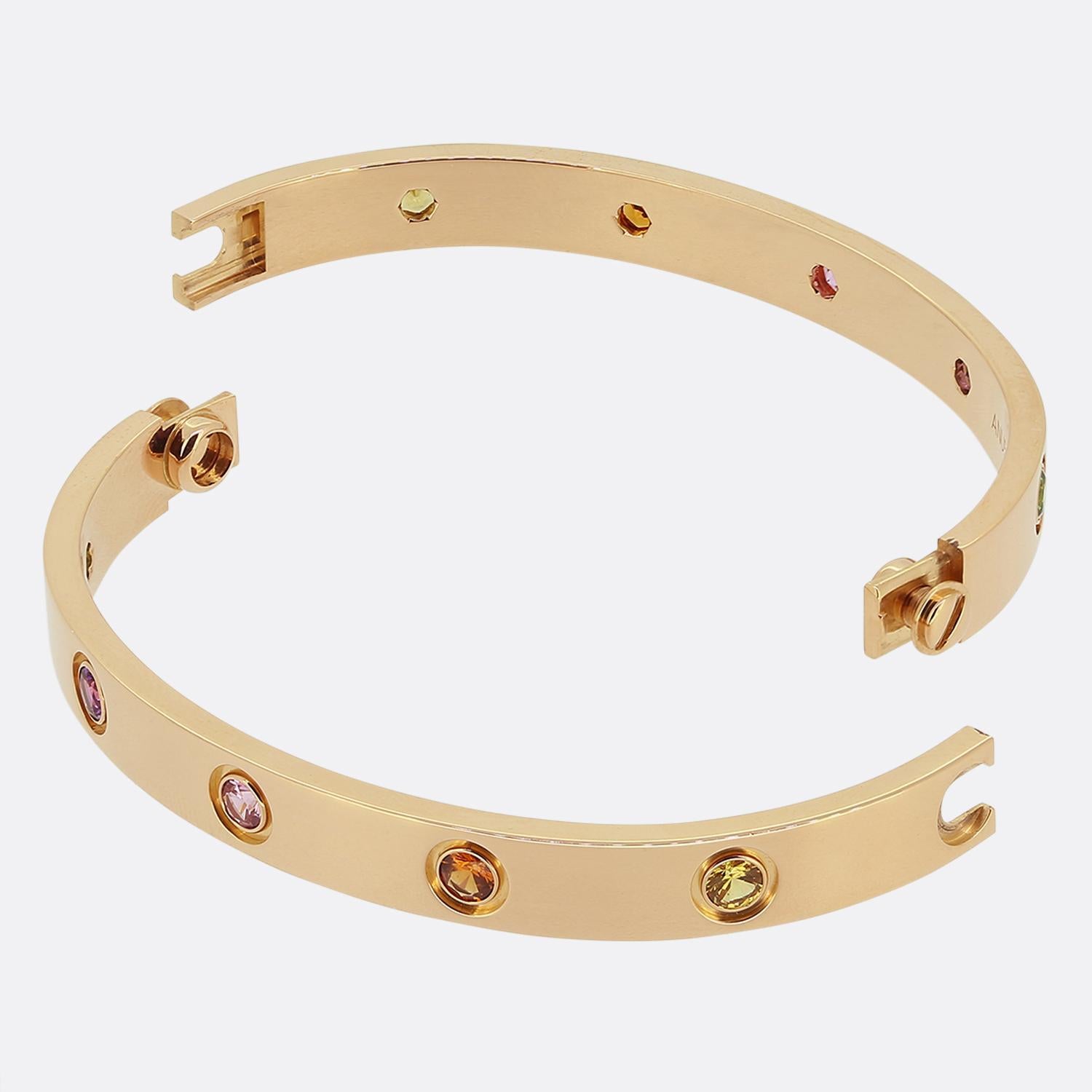 Cartier Pulsera LOVE Piedras de Colores Talla 16 Corte redondo en venta