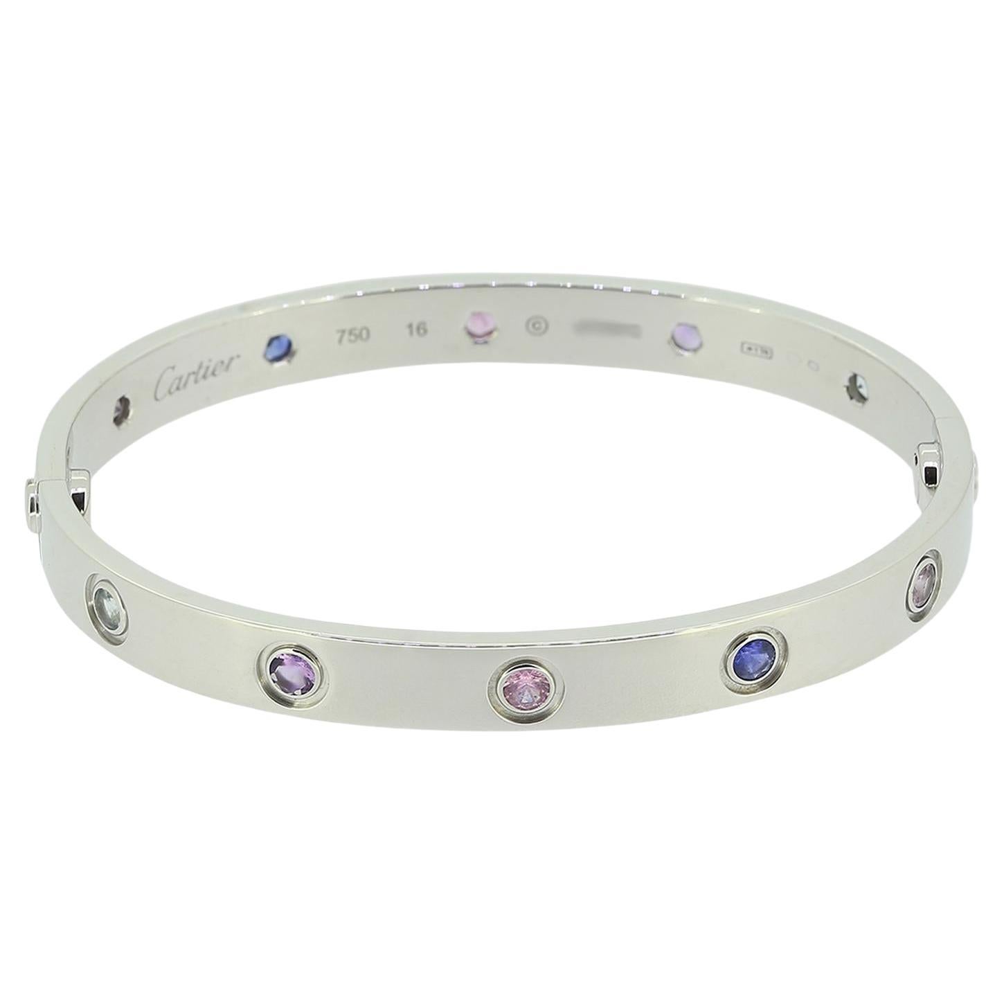 Cartier Pulsera LOVE Piedras de Colores Talla 16 en venta