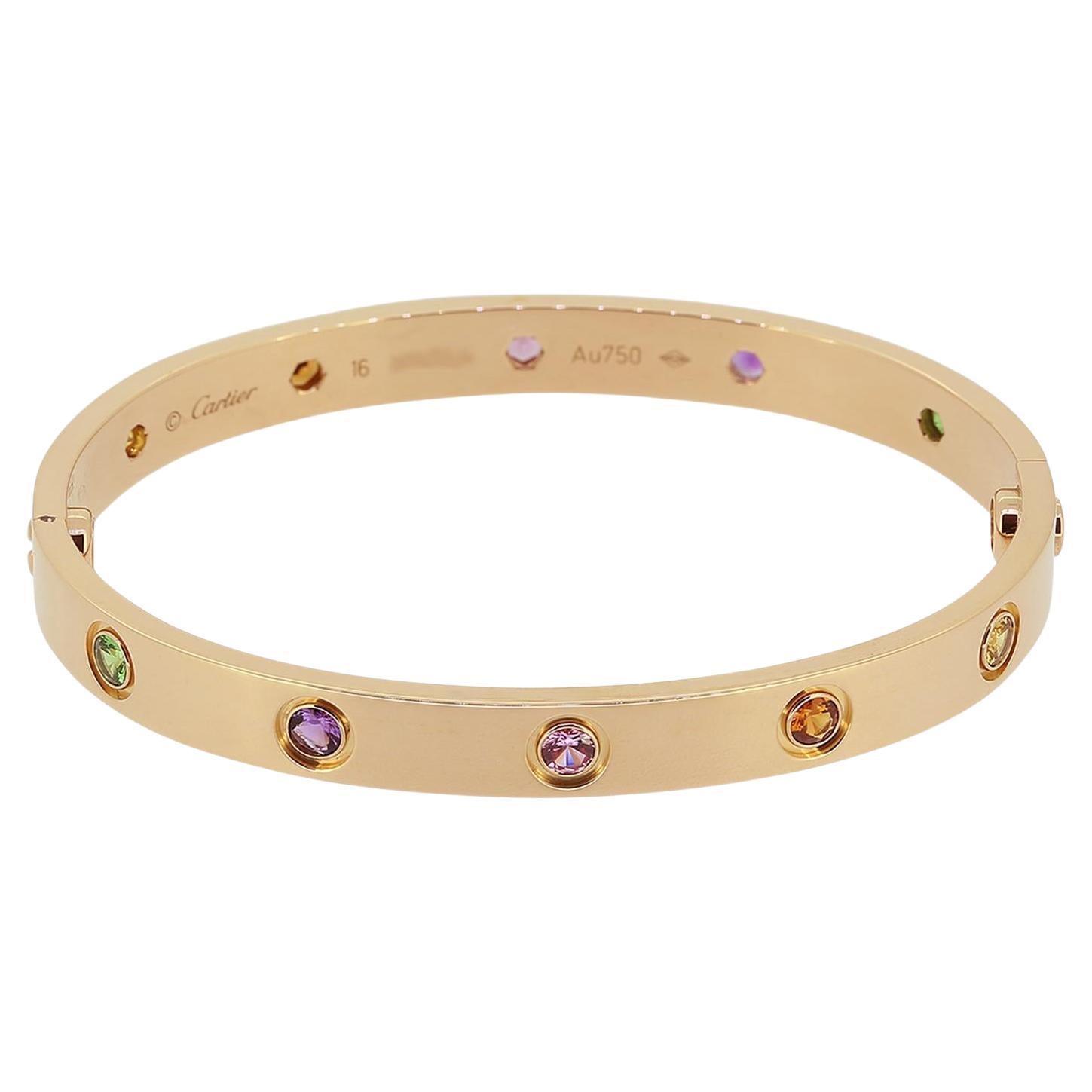 Cartier Pulsera LOVE Piedras de Colores Talla 16