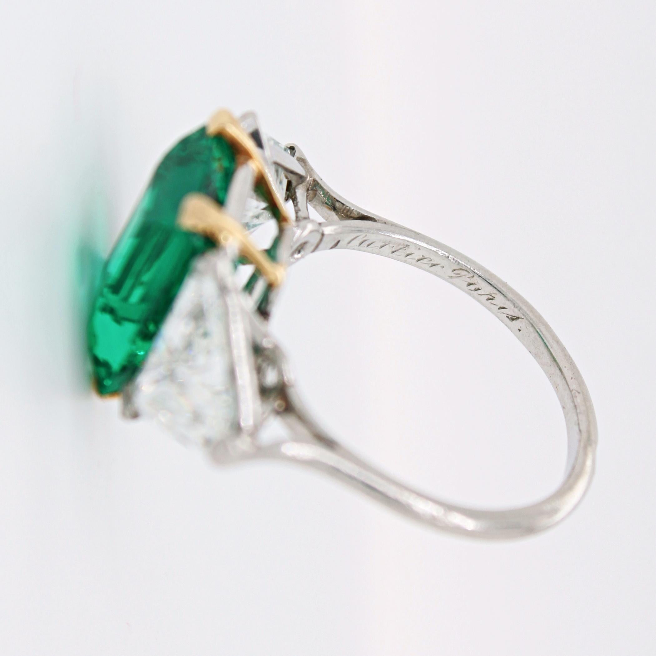 Cartier Colombian No-Oil Emerald and Diamond Ring, circa 1930s 3