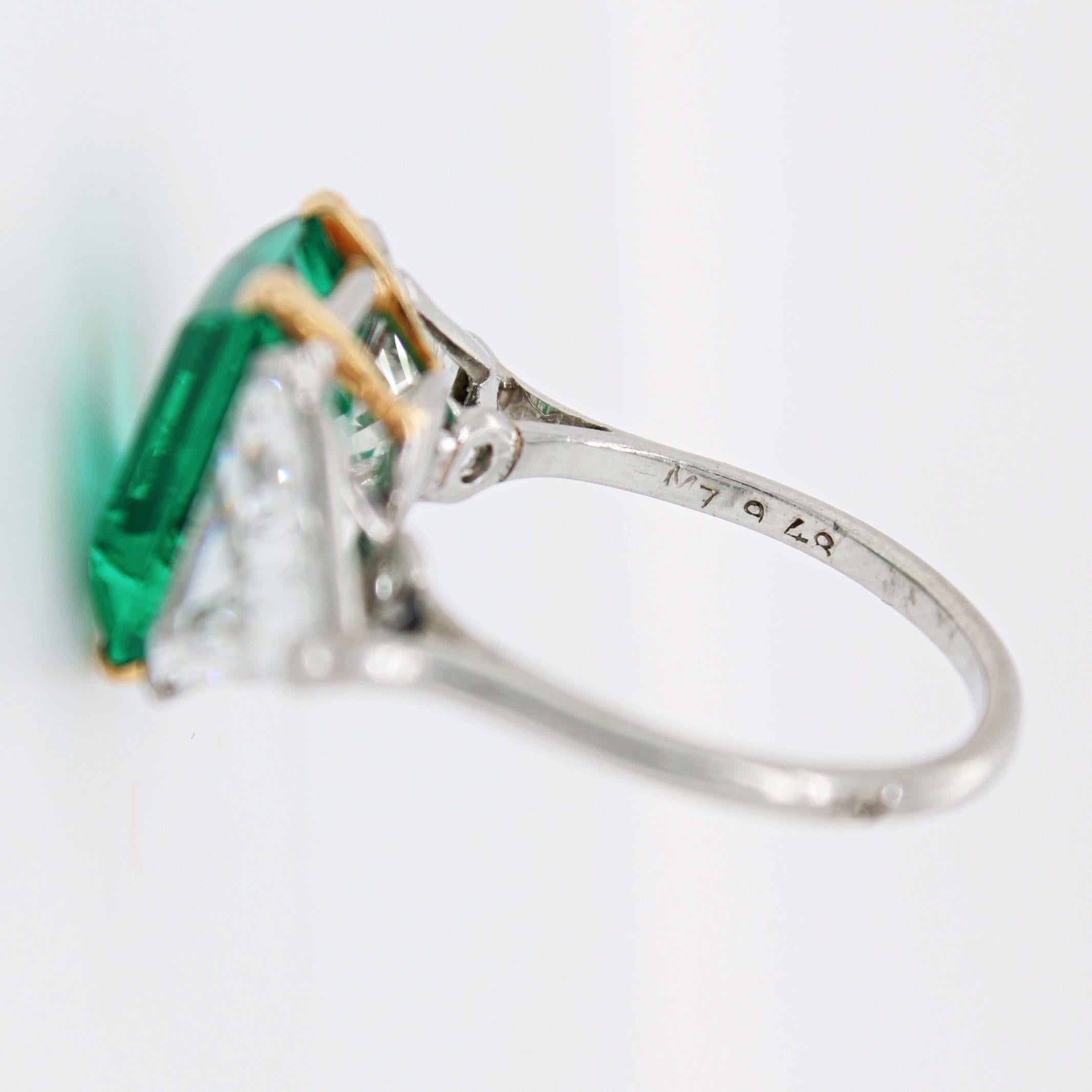 Cartier Colombian No-Oil Emerald and Diamond Ring, circa 1930s 4