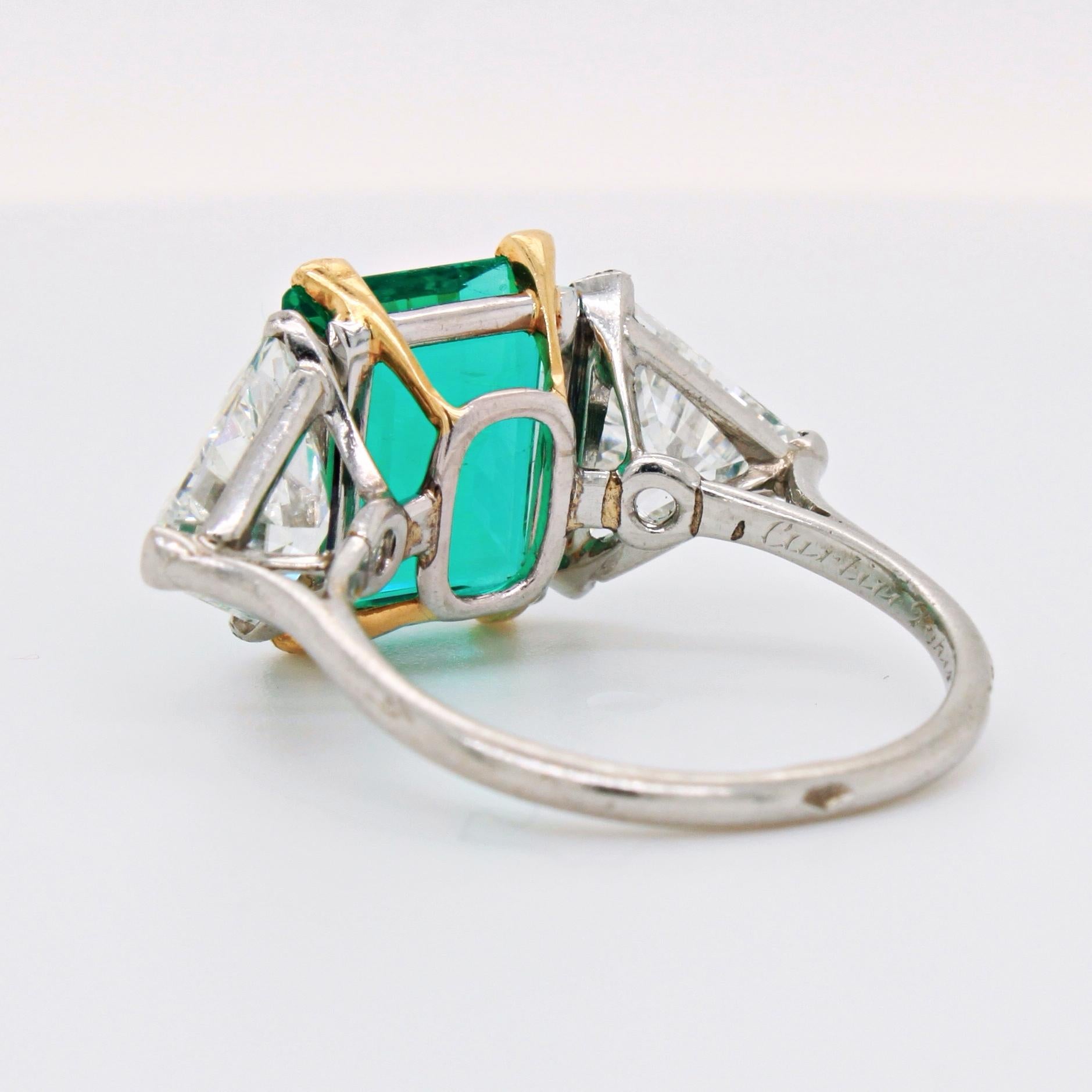 Women's Cartier Colombian No-Oil Emerald and Diamond Ring, circa 1930s