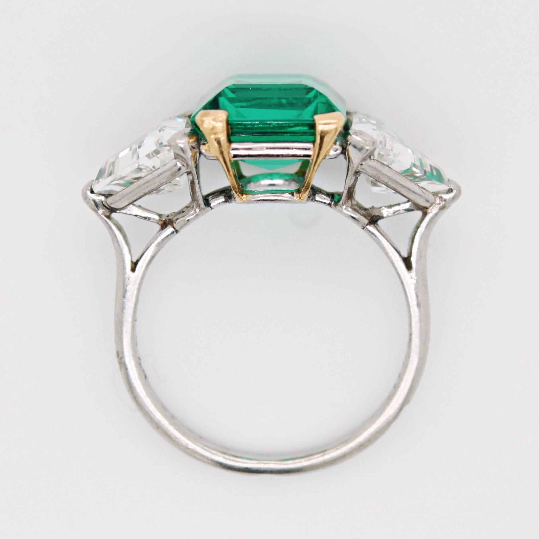 Cartier Colombian No-Oil Emerald and Diamond Ring, circa 1930s 1