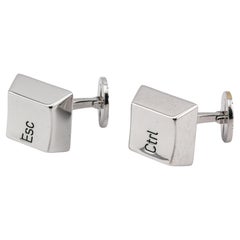 Gemelli in oro bianco 18k Cartier Computer Keys Ctrl Esc