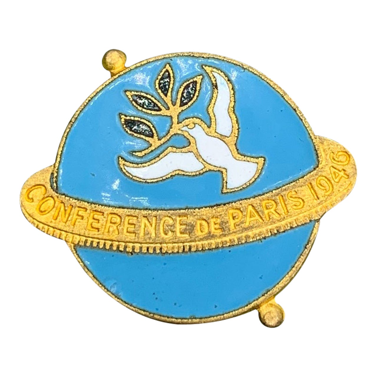 Cartier Conferencia De París 1946 Broche Medalla Conferencia De Paz De París Esmalte