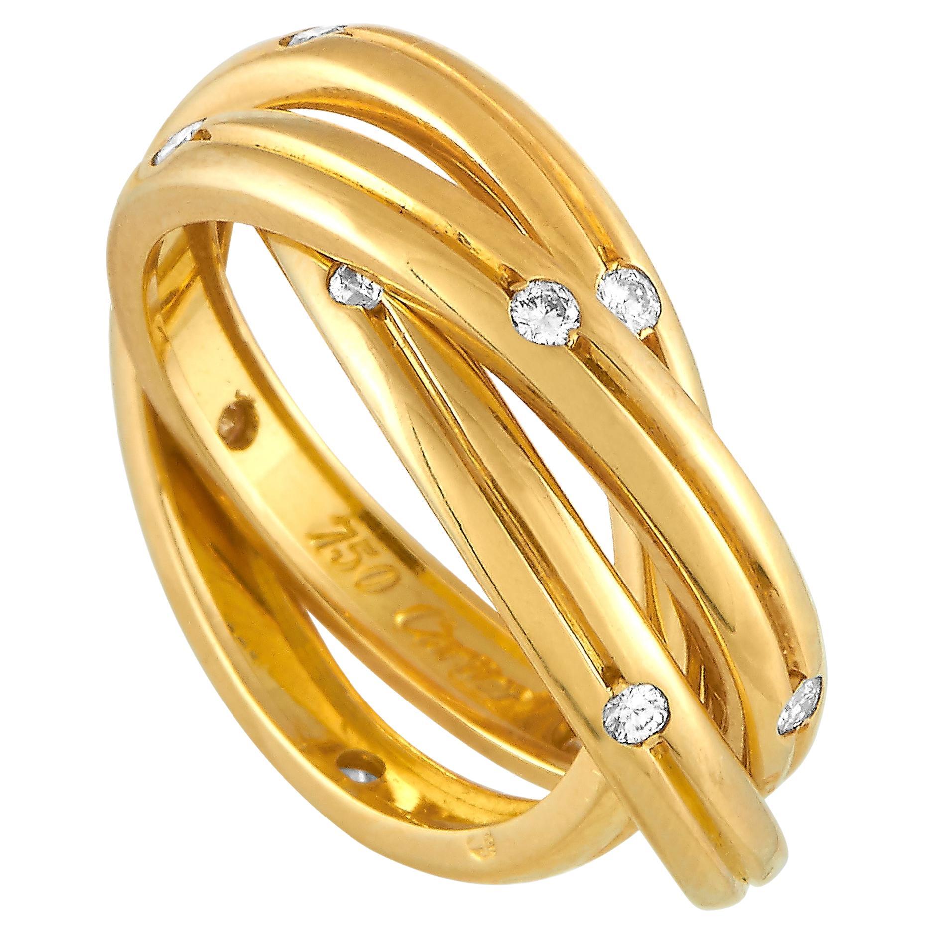 Cartier Constellation 18K Yellow Gold Diamond Trinity Ring