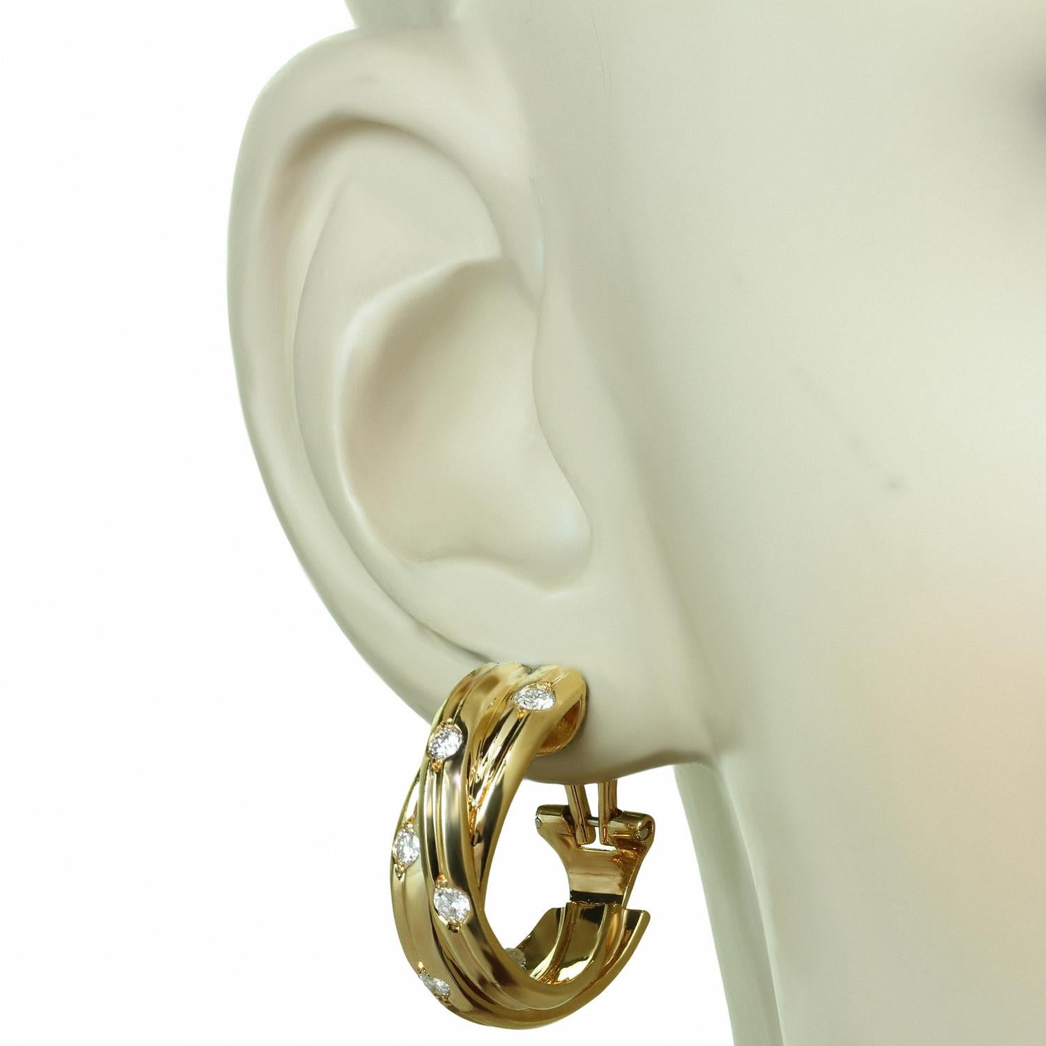 Brilliant Cut Cartier Constellation Diamond 18k Yellow Gold Wrap Earrings