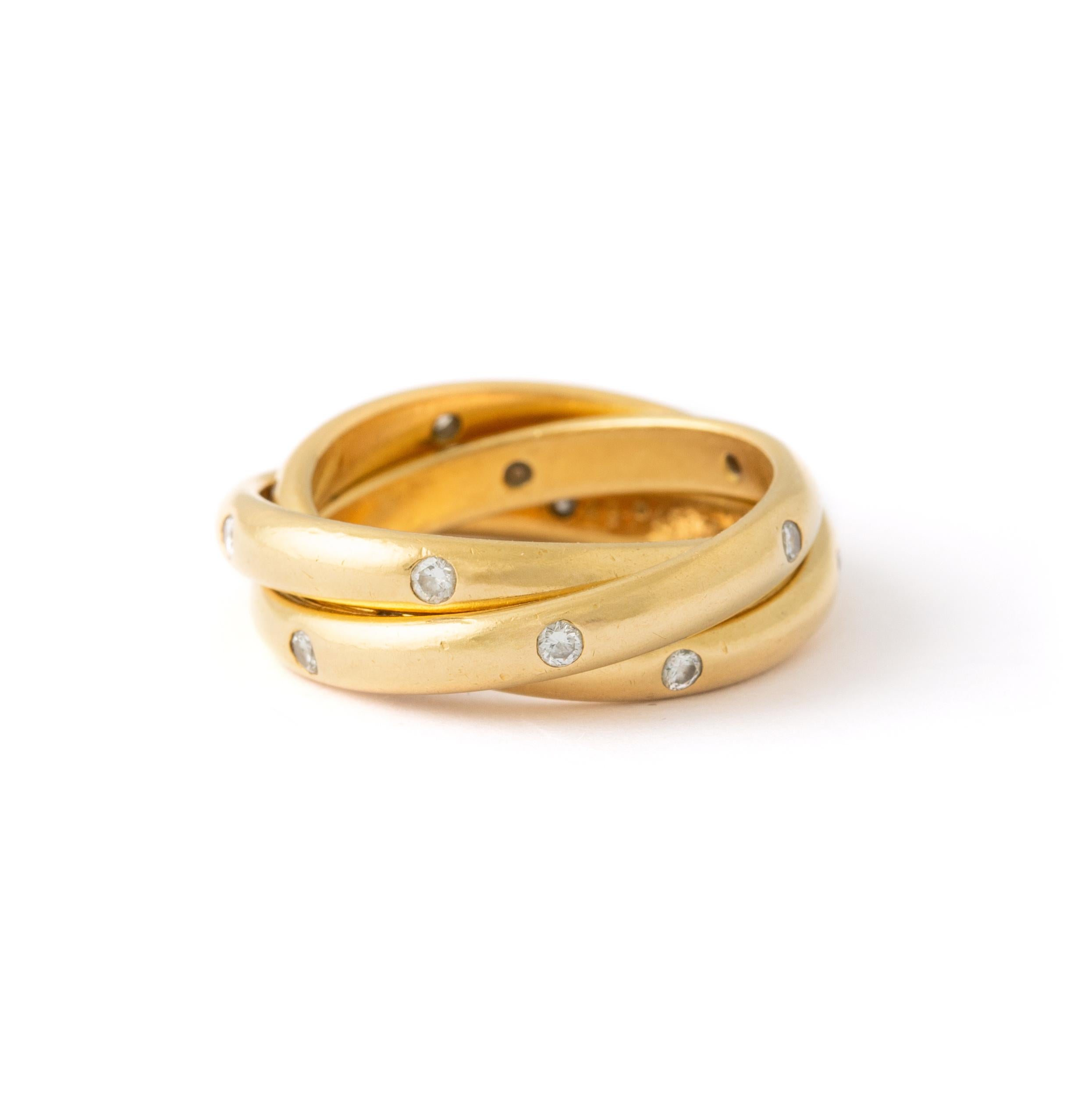 Cartier Constellation Diamond Gold 18K Trinity Band Ring In Good Condition In Geneva, CH