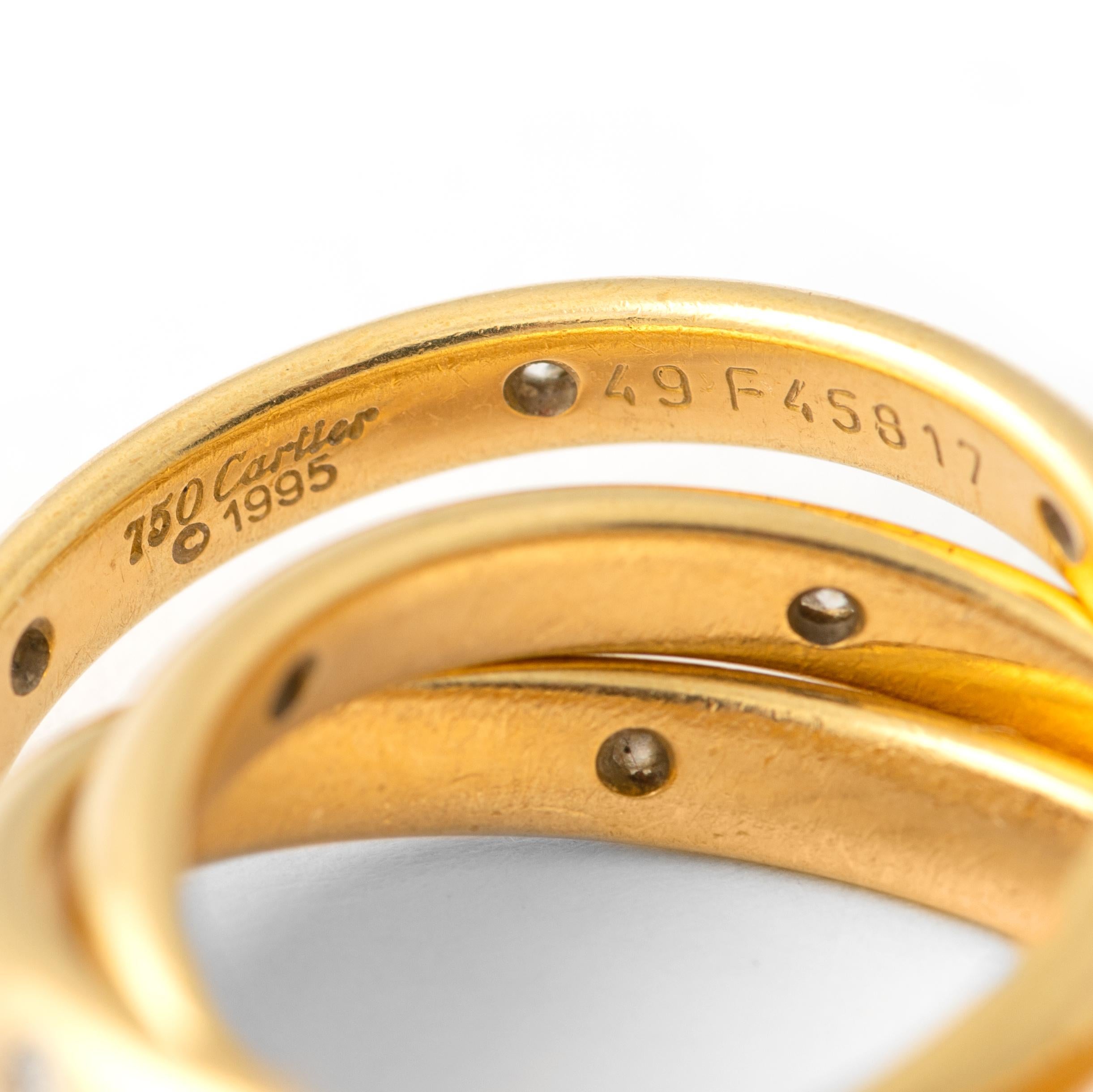 Women's or Men's Cartier Constellation Diamond Gold 18K Trinity Band Ring