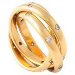 Vintage Cartier Constellation Diamond Gold 18K Trinity Band Ring