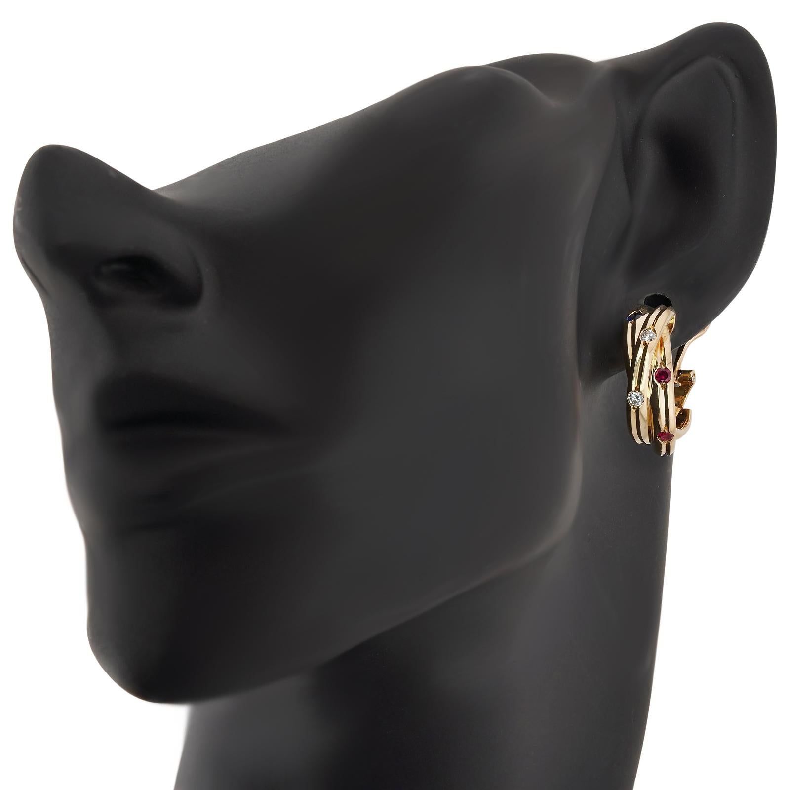 CARTIER Pendientes Constelación Diamante Rubí Zafiro Oro Amarillo Corte brillante en venta