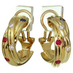 CARTIER Constellation Diamant-Rubin-Saphir-Ohrringe aus Gelbgold
