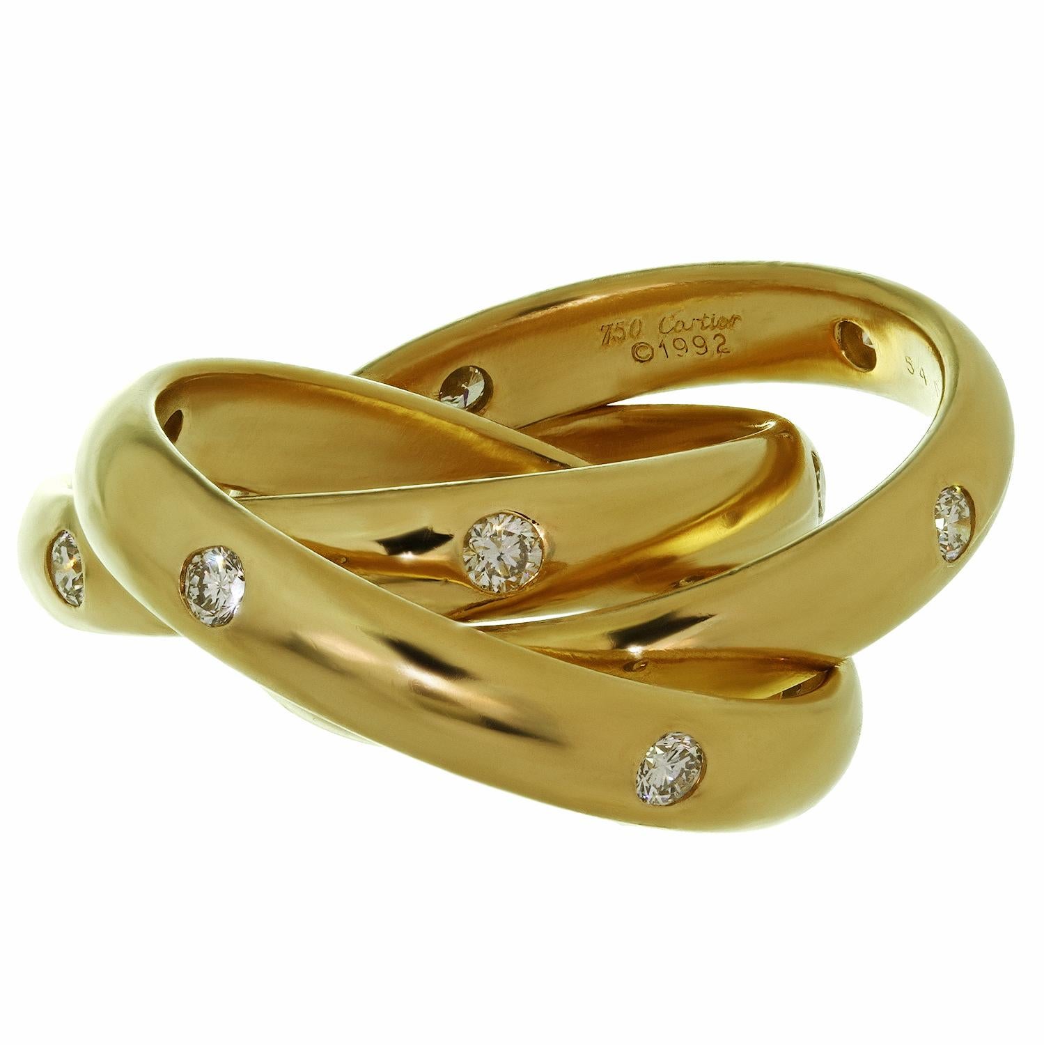 Cartier Constellation Diamant Gelbgold Trinity Band Ring im Zustand „Gut“ in New York, NY