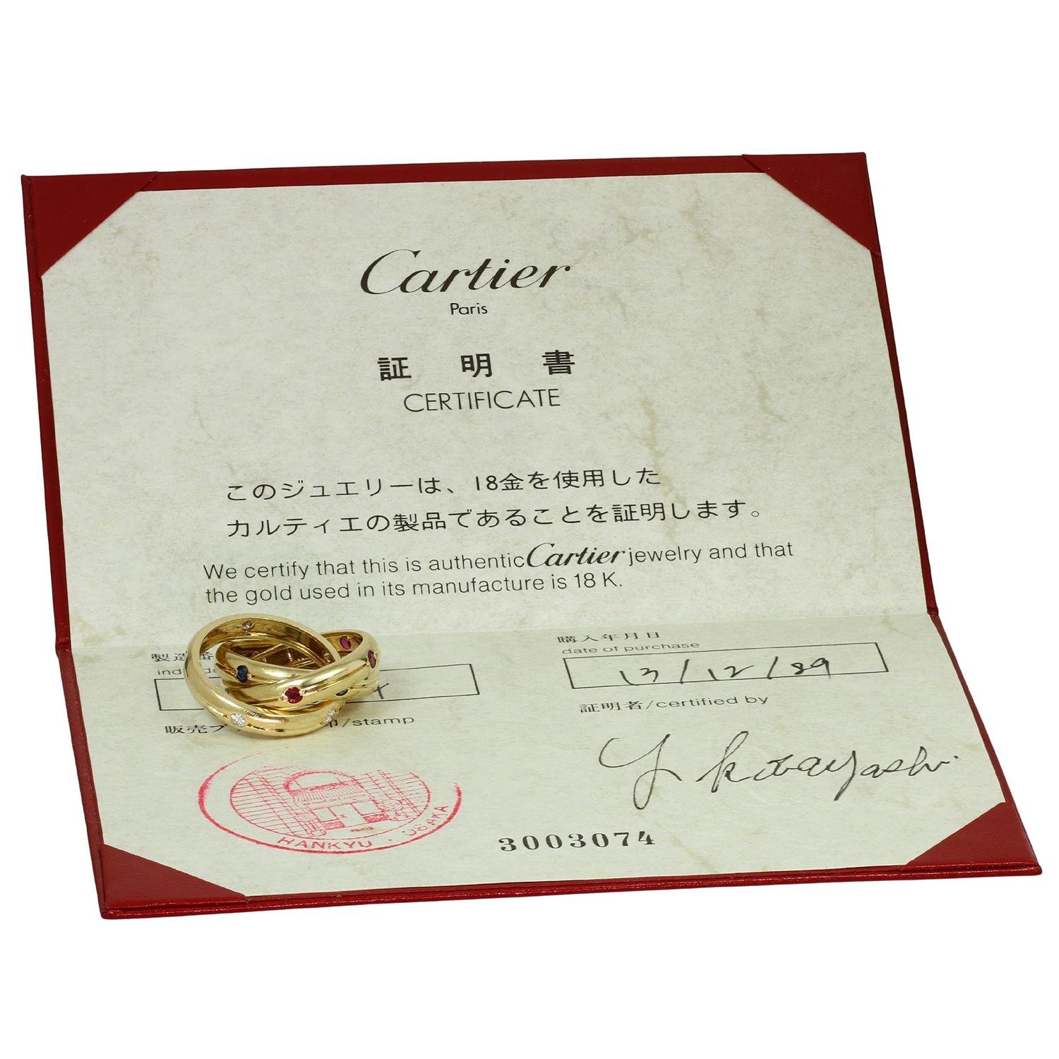 CARTIER Constellation Trinity Diamant-Rubin-Saphir-Ring (Brillantschliff)
