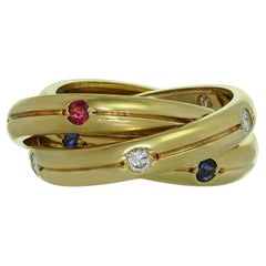 CARTIER Constellation Trinity Diamond Ruby Sapphire Band Ring